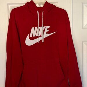 Nike Hoodie Men's L Large RED Club Fleece Pullover Sweatshirt - BV2973-657